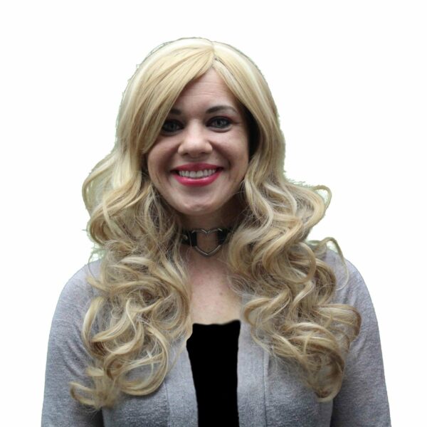abby wig strawberry frost long medium curly blonde highlights cross dresser breast cancer transgender thyroid wigs