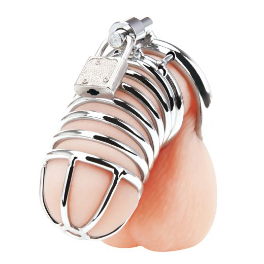 Blue Line Chastity Cock Cage Stainless Steel Cuckhold Submissive Sissy Slut Penis