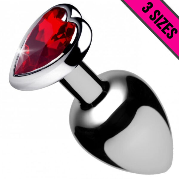 XR Brands Booty Sparks Gemstone Anal Butt Plug Red Heart