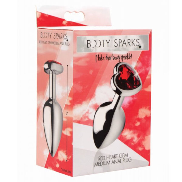 XR Brands Booty Sparks Gemstone Anal Butt Plug Red Heart