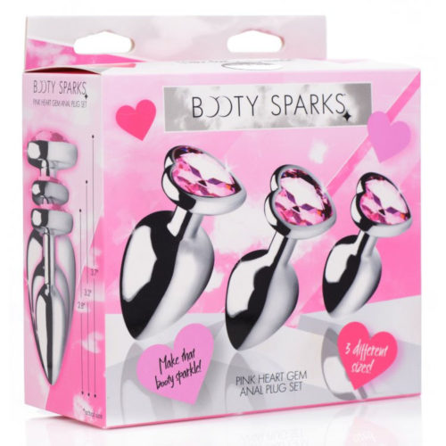 XR Brands Booty Sparks Pink Gem Anal Butt Plug 3 Piece Set