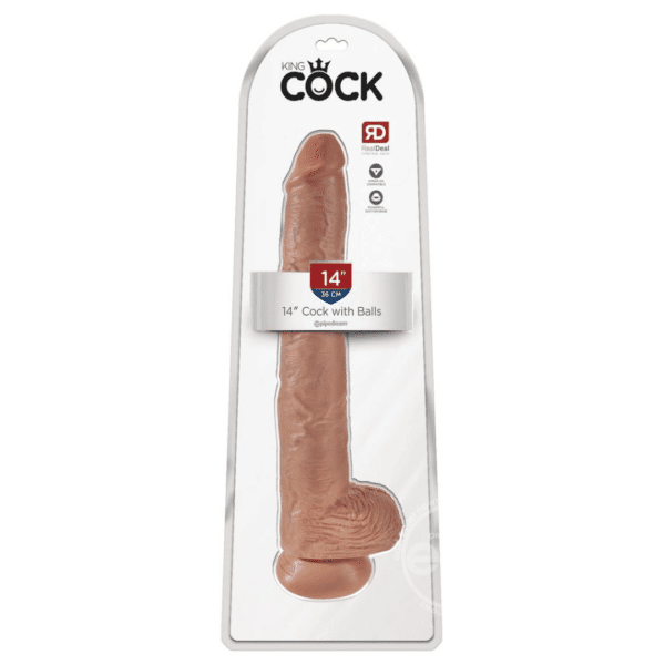 king cock 14 in dildo with balls tan veiny realistic wrinkly wrinkled natural looking penis cock high quality handcrafted silicone dildo