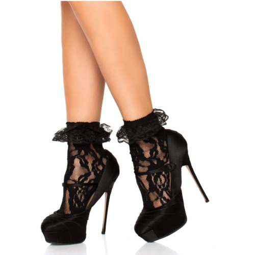 Leg Avenue Liora Ruffle Lace Ankle Socks Maid Sissy