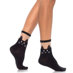 Leg Avenue 3937 Daphne Black Cat Anklet Socks