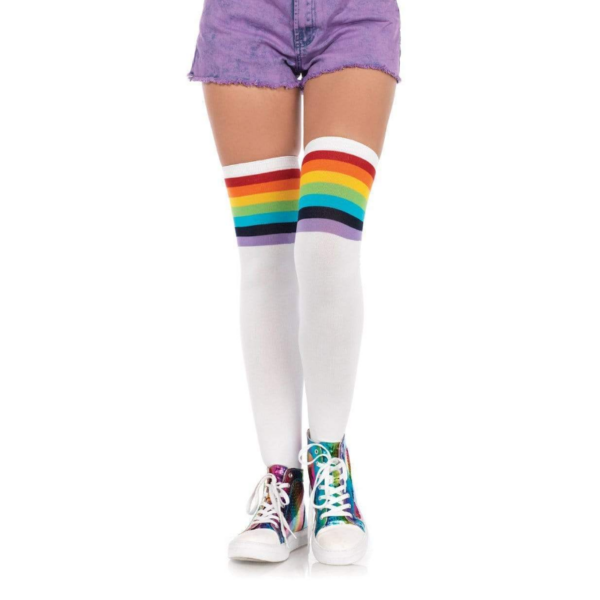 Leg Avenue 6612 Rainbow Nia Band LGBT Gay Thigh High Pride Socks Thigh HIghs