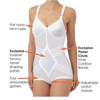 NEW MADE USA Rago Body Briefer 9051 All in one garters/ WHITE 48C 