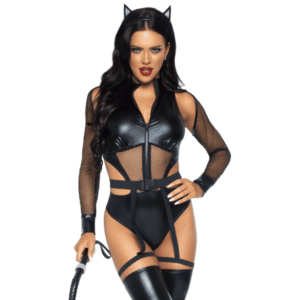 Leg Avenue 86994 Criminal Kitty Bodysuit Vinyl Club DC Marvel Batman Costume Sexy Womens Halloween