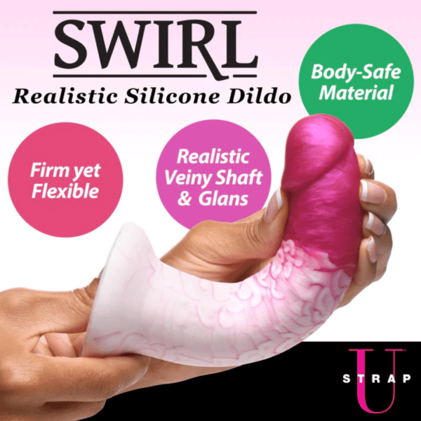 strap u real swirl dildo pink and white sex toy high quality silicone realistic