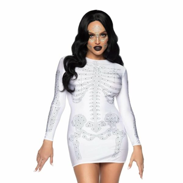 Rhinestone Dress skeleton costume white sexy halloween leg avenue
