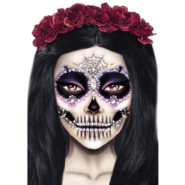 Leg Avenue Calavera Skeleton Day of the Dead Dia De Los Muertos Adgem Jem Face Sticker Costume EYE024