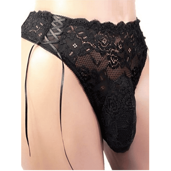 Sissy Panty Black Lace Thong For Men