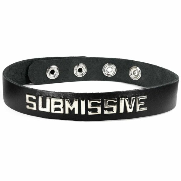 Submissive bottom wordband collar dominant bdsm leather spartacus