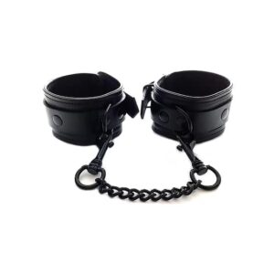 rouge leather wrist cuffs black with black hardware restraints