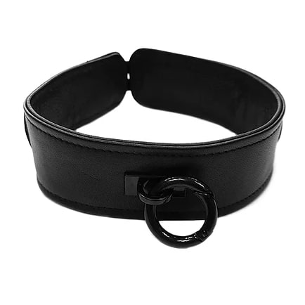 rouge leather collar black with black hardware choker