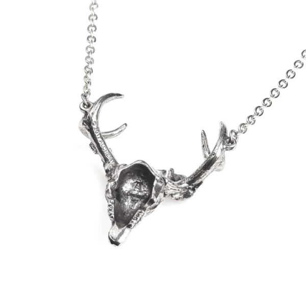 P807 Alchemy of England White Heart Hart Black Rose Necklace Gothic Deer Skull Rose
