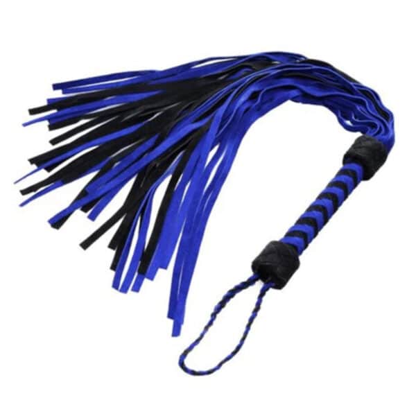 strict flogger suede black and blue whip crop impact play bdsm lashes bondage