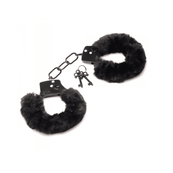 Master Series Cuffed In Fur Furry Handcuffs Black AG937