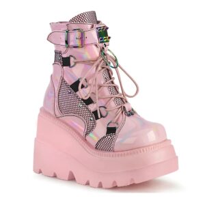 Demona Shaker 60 Pastel Goth Chunky Platform Sissy Pink Ankle Boot