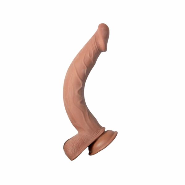 realcocks dual layered dildo 10 inches chocolate brown skinny long cock dick strap on compatible suction cup sex toy penis