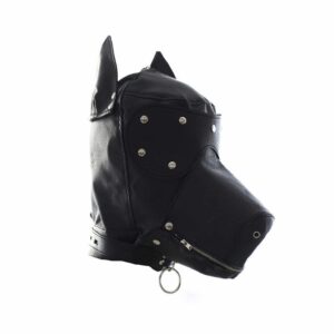 ple'sur locking dog hood furry sensory deprivation play mask lace up puppy canine slave mistress master bdsm