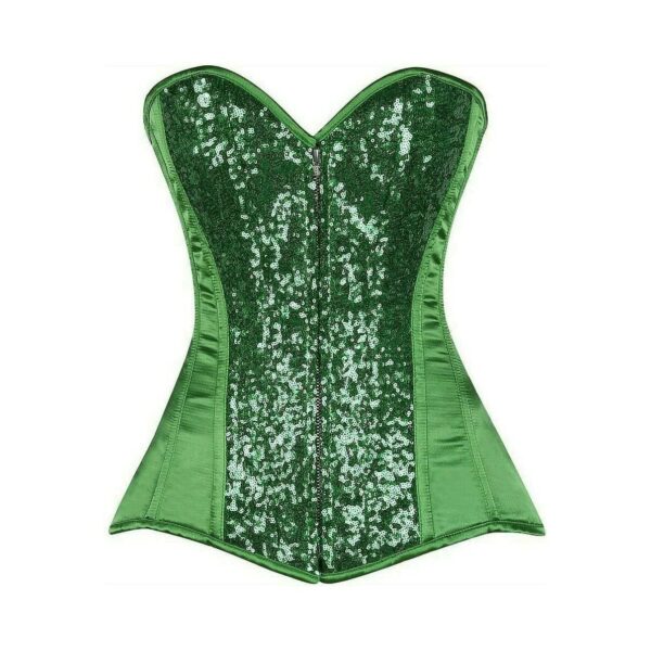 386 top drawer sequin steel boned corset green tinker bell pirate renaissance festival fairy bright fun party stripper