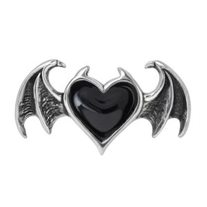 alchemy of england 240 black soul ring heart with bat wings jewlery goth emo scene egirl gothic style pewter