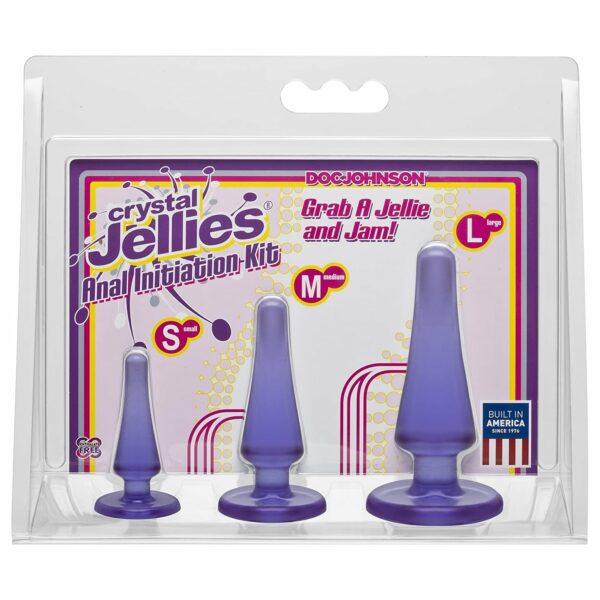 doc johnson crystal jellies anal initiation kit purple buttplug booty base ass play