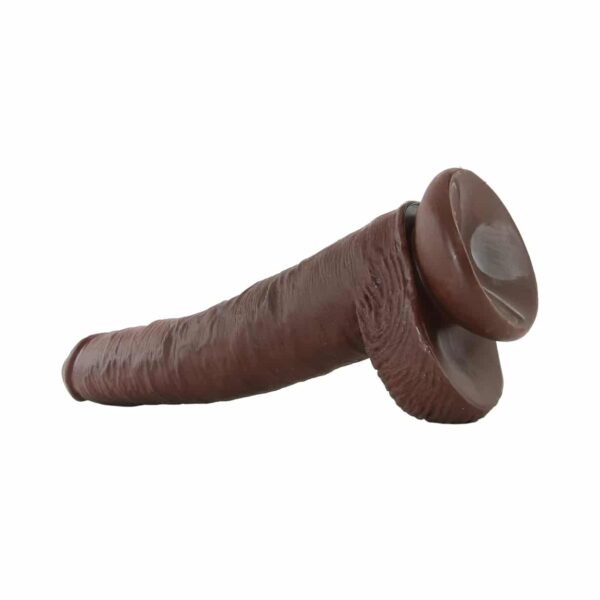 king cock dildo with balls 14 inches chocolate brown black bbc strap on compatible suction cup strapped dong dick cock
