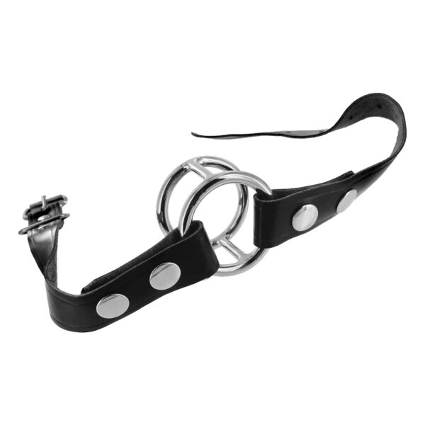 strict deep throat gag stainless steel dual ring removable straps easy to clean leather metal o ring comfortable
