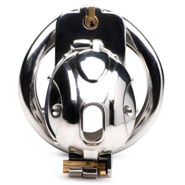 entrapment deluxe steel chastity cage cbt cock cage chastity device lock the cock locked up steel cage silver locked key key holder submissive sissy master series dominant