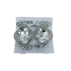 dazzling twist clip on earrings silver diamond gem crystal bling gaudy classy fun earring jewelry accessory