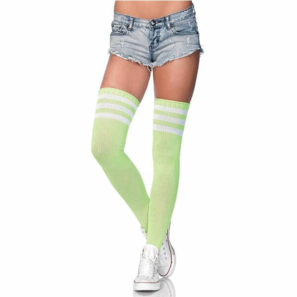 gina athletic thigh highs socks 6605 neon green leg avenue sport socks softball st. patricks day sexy schoolgirl lime green bright fun socks