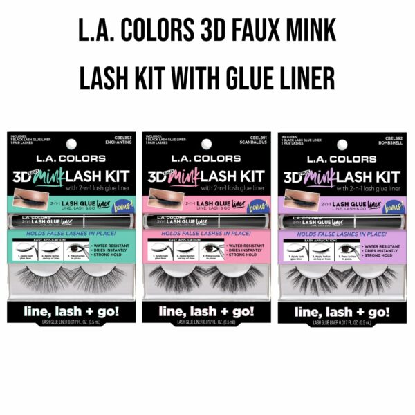la colors 3D faux mink lash kit with glue liner eyeliner mascara eyelashes extensions lashes lash makeup make up professional artist