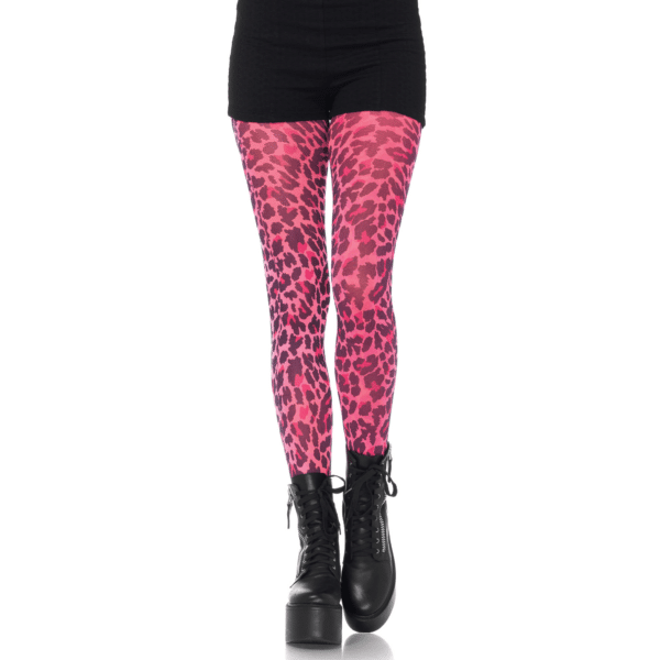 Neon Pink Leopard Print Tights
