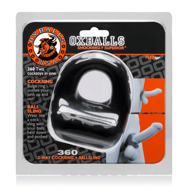 oxballs 360 cockring and ballsling combo black cbt chastity balls nutsack dick dong cock stretcher cock rings