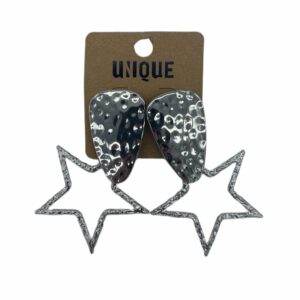 unique silver hammered star earrings rockstar silver high quality fun earrings accessoriesjewelry