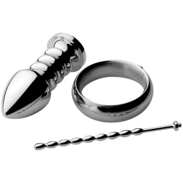 zeus electrosex deluxe voltaic for him stainless steel estim kit electric electricity shocking anal plug sounding bar cock ring metal stimming vibration shock slave master submissive dominant kinky sex toys for partners
