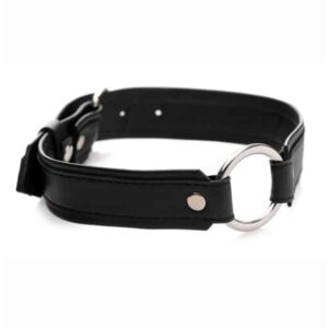 strict o ring collar adjustable choking sexy ring collar black leather choker buckle closure