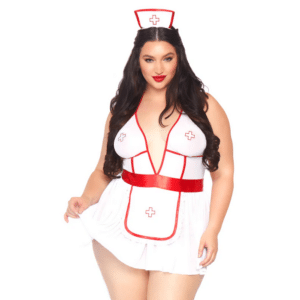 leg avenue nightshift nurse lingerie set roleplay doctor patient sexy nurse costume g string apron dress headband white and red