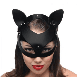 master series bad kitten leather cat mask black kinky bdsm pet play hood mask meo kitty cat adjustable smooth nickel free