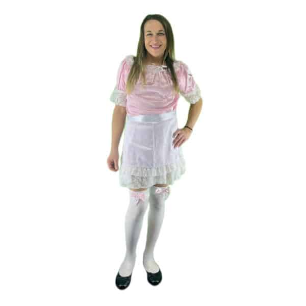 satin sissy maid dress with apron sexy roleplay sissy slut kink fetish dirty bdsm submissive costume