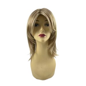 jade by rene of Paris creamy toffee short medium layered mature wig with bangs blonde with brown highlights straight way hair crossdresser hairloss cancer transgender drag queen drag performer punk