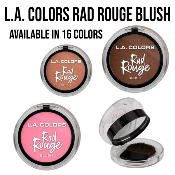 la colors rad rouge blush powder compact mirror and brush travel size easy vacation make up makeup cosmetics artist crossdresser transgender sissy color to the face brighten you cheeks makeup wonderful high quality pink red natural color