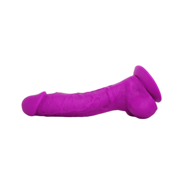 coloursoft soft silicone dildo 5 inches purple realistic veiny cock penis sex toy harness strap on compatible suction cup base dildo with balls small anal pleasurable