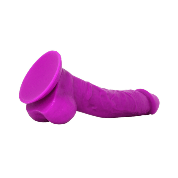 coloursoft soft silicone dildo 5 inches purple realistic veiny cock penis sex toy harness strap on compatible suction cup base dildo with balls small anal pleasurable