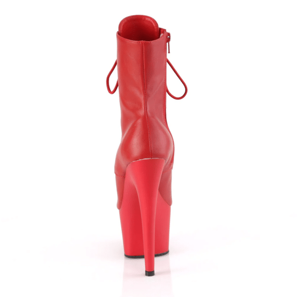 Pleaser Adore-1021 Red Faux Leather Peep Toe Open Toe Dancer Ankle Boot