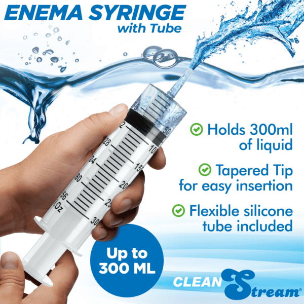 cleanstream enema syringe with tube 300 ml butt stuff anal backdoor clean douche easy