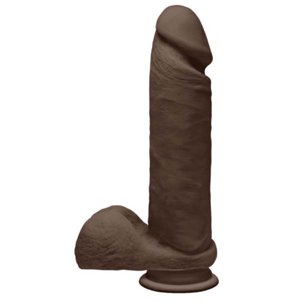 the perfect d 8 inch with balls chocolate penis cock dildo strap on compatible suction cup base realistic molded from real penis