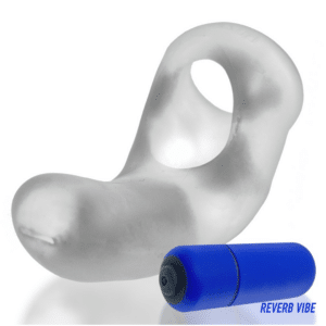 HunkyJunk BUZZFUCK Taint Vibe Sling - Clear Ice cock sling cock ring cbt chastity fun male stimulation sex toy rimming blowjob accessory taint vibrations vibe bullet high quality silicone male stimulation