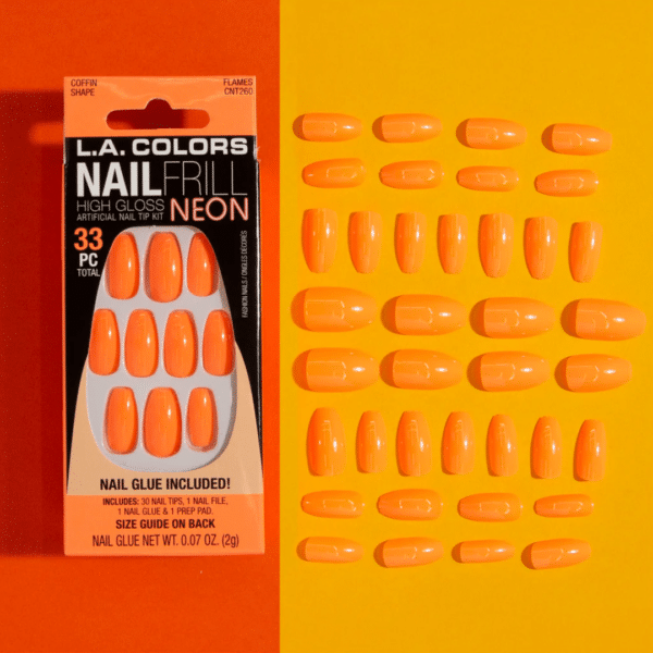 la colors nail frill neon press on nails nail glue included manicure coffin shaped 33 piece kit acrylic nails
